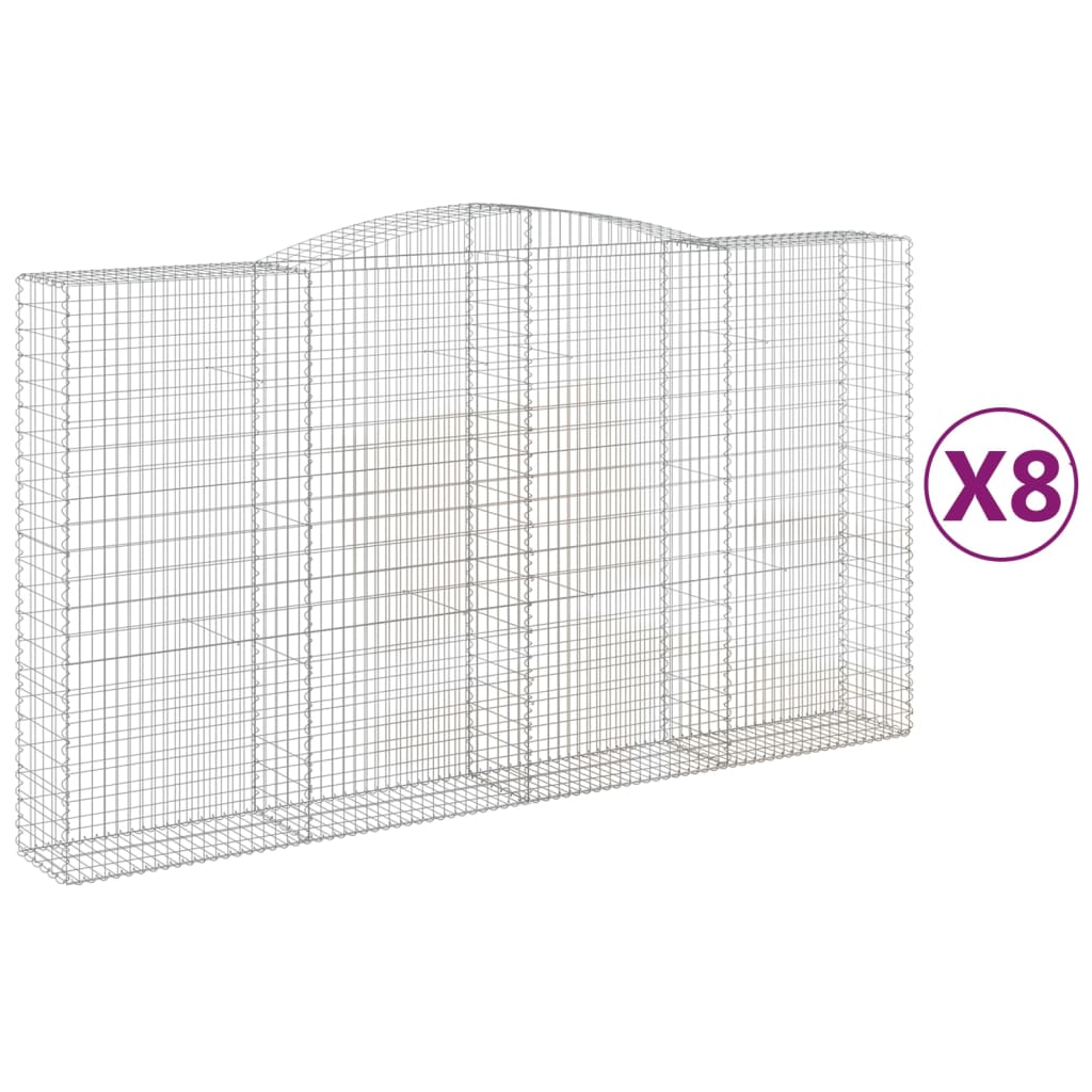 Gabionkurver buede 8 stk 400x50x220/240 cm galvanisert jern