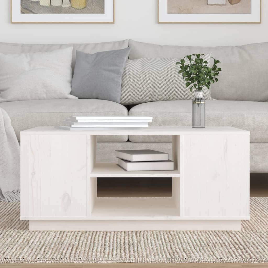 Salongbord hvit 90x49x40,5 cm heltre furu