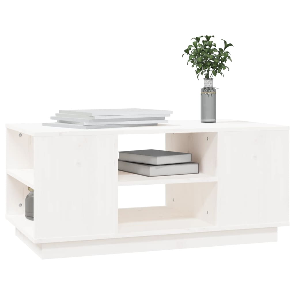 Salongbord hvit 90x49x40,5 cm heltre furu