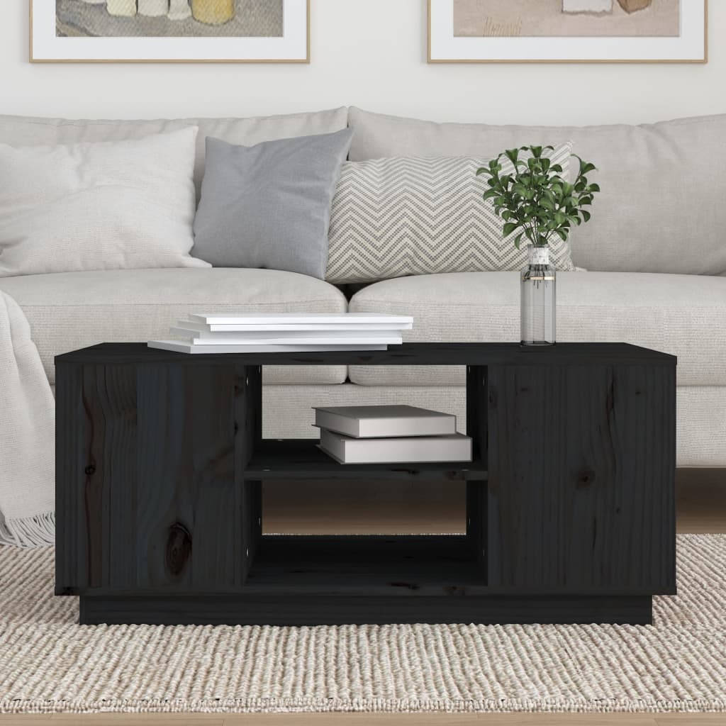 Salongbord svart 90x49x40,5 cm heltre furu