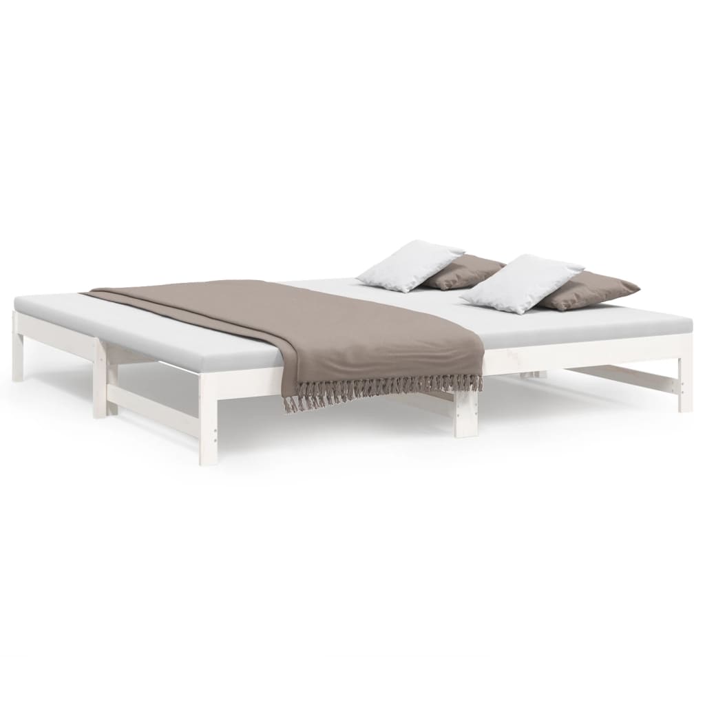 Uttrekkbar dagseng hvit 2x(100x200) cm heltre furu