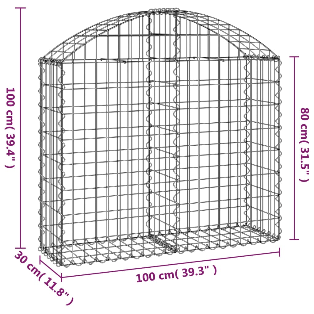 Gabionkurv buet 100x30x80/100 cm galvanisert jern