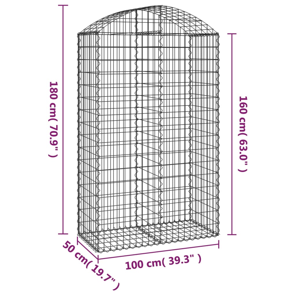 Gabionkurv buet 100x50x160/180 cm galvanisert jern
