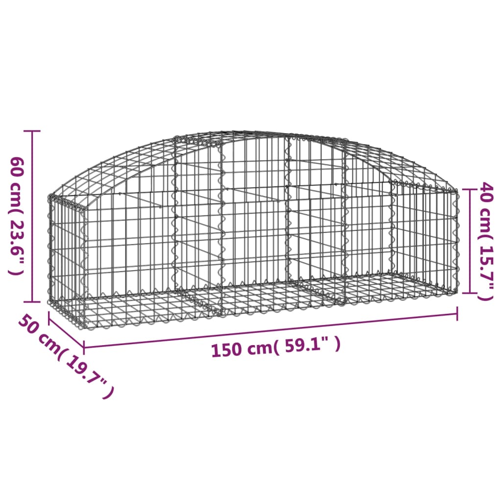 Gabionkurv buet 150x50x40/60 cm galvanisert jern