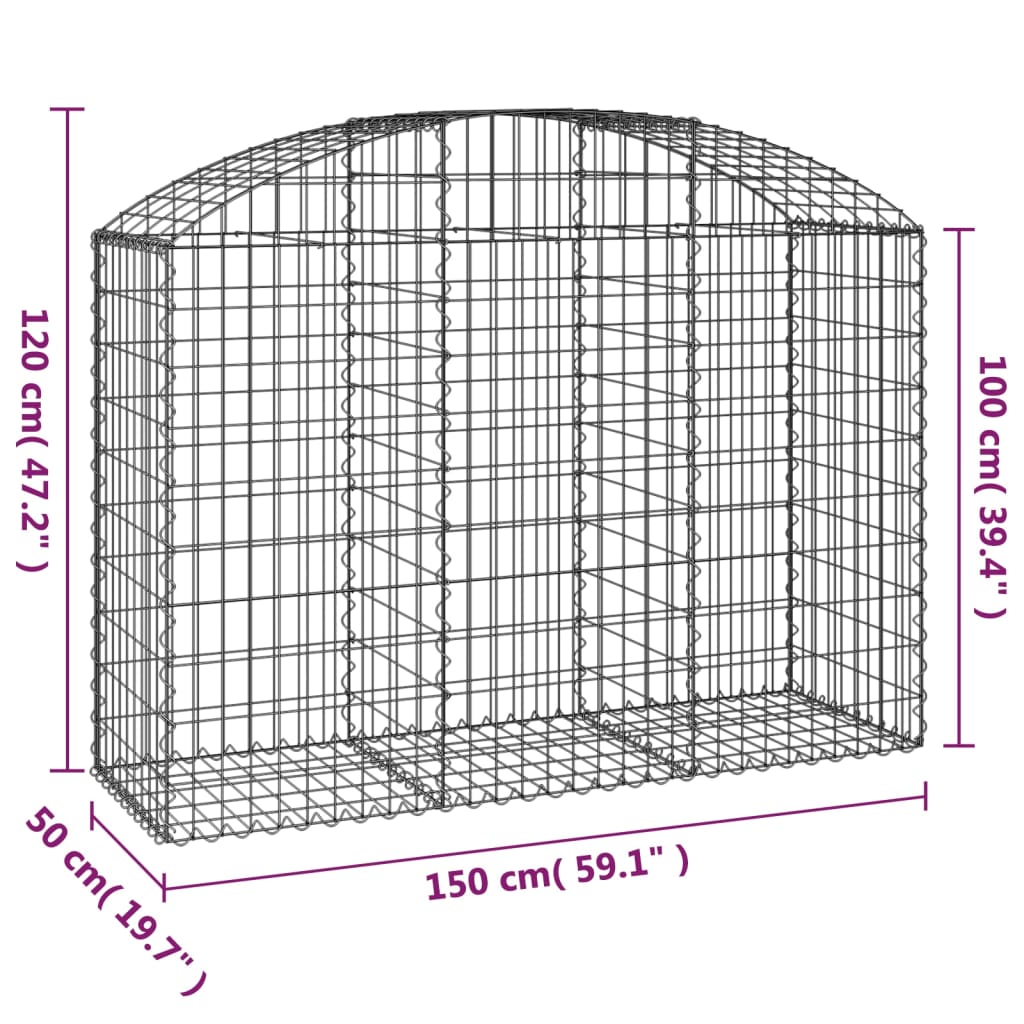 Gabionkurv buet 150x50x100/120 cm galvanisert jern