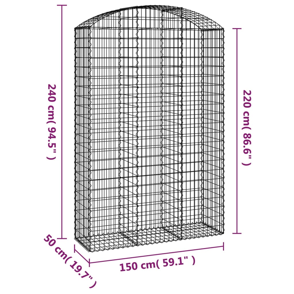 Gabionkurv buet 150x50x220/240 cm galvanisert jern