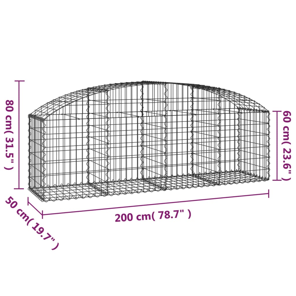Gabionkurv buet 200x50x60/80 cm galvanisert jern