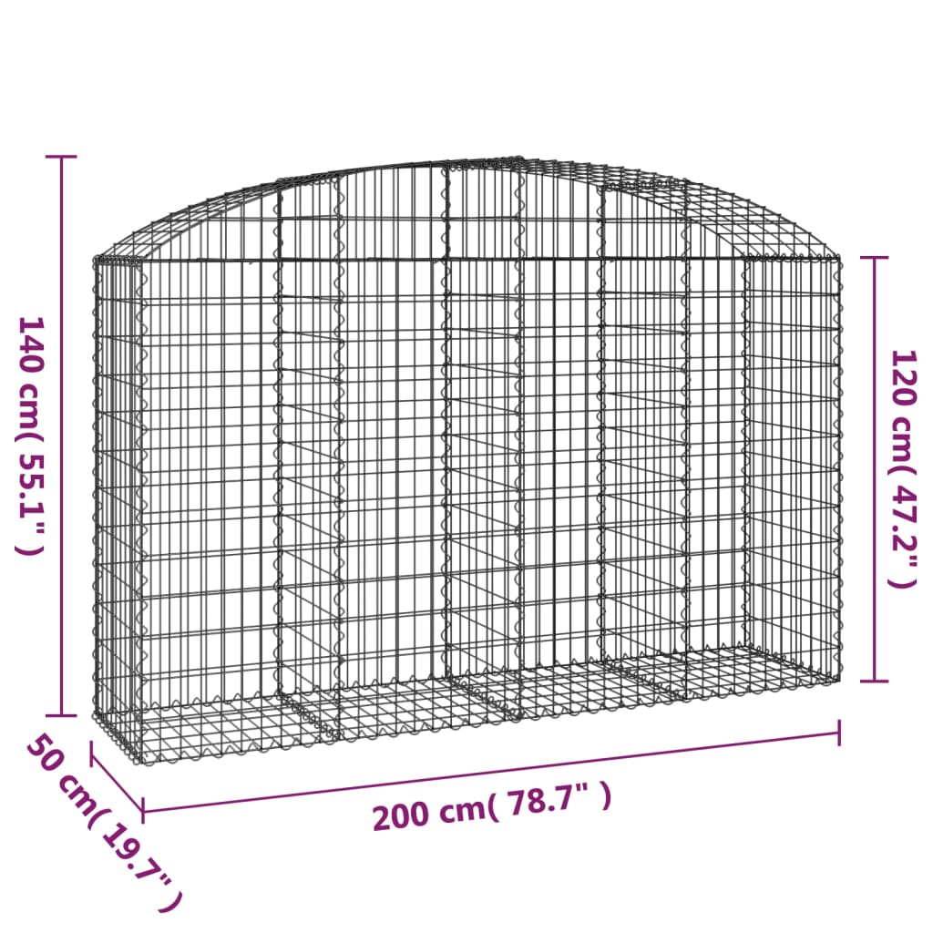 Gabionkurv buet 200x50x120/140 cm galvanisert jern