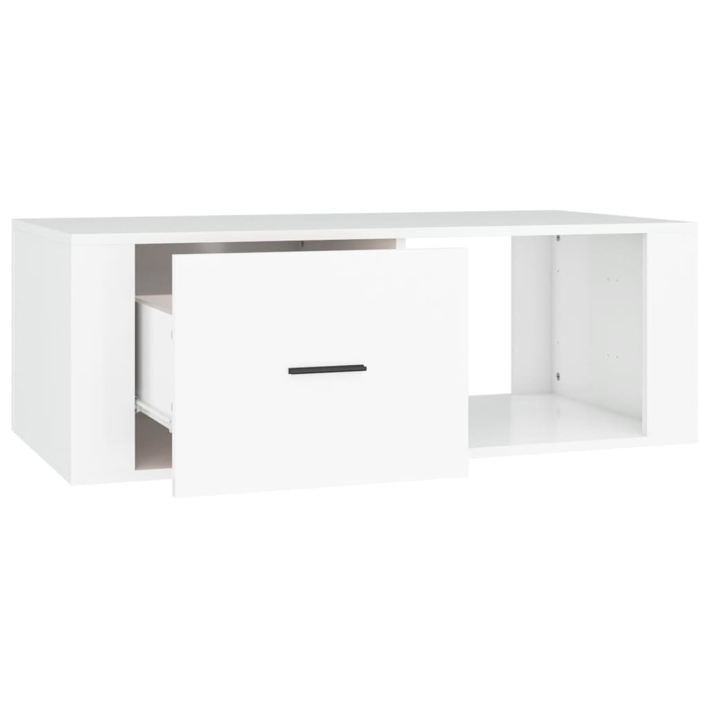 Salongbord hvit 100x50,5x35 cm konstruert tre