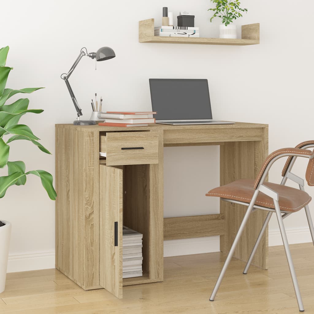 Skrivebord sonoma eik 100x49x75 cm konstruert tre