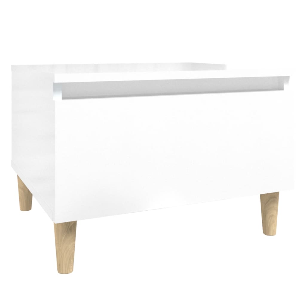 Sidebord høyglans hvit 50x46x35 cm konstruert tre