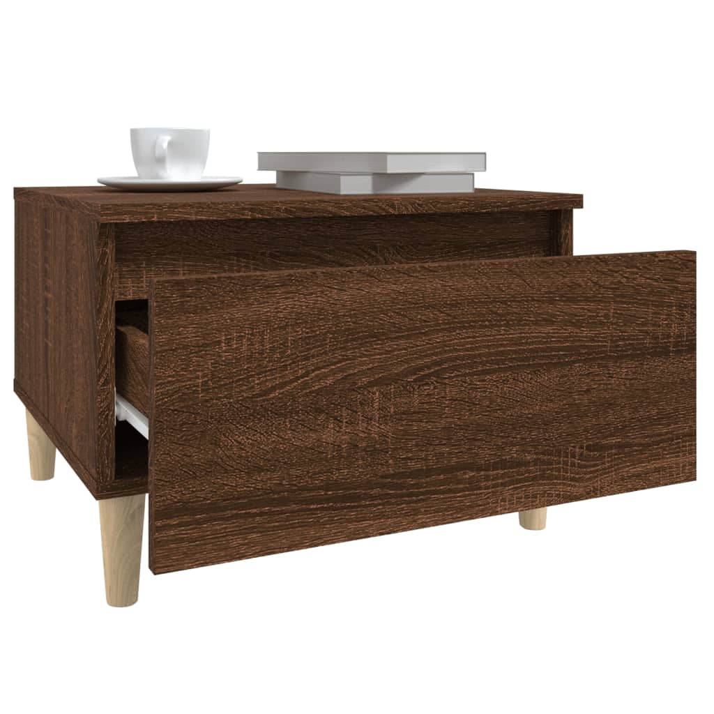 Sidebord 2 stk brun eik 50x46x35 cm konstruert tre