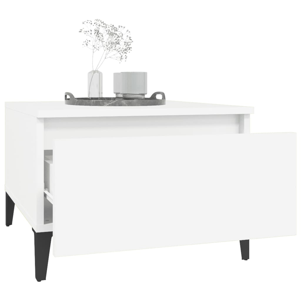 Sidebord 2 stk hvit 50x46x35 cm konstruert tre