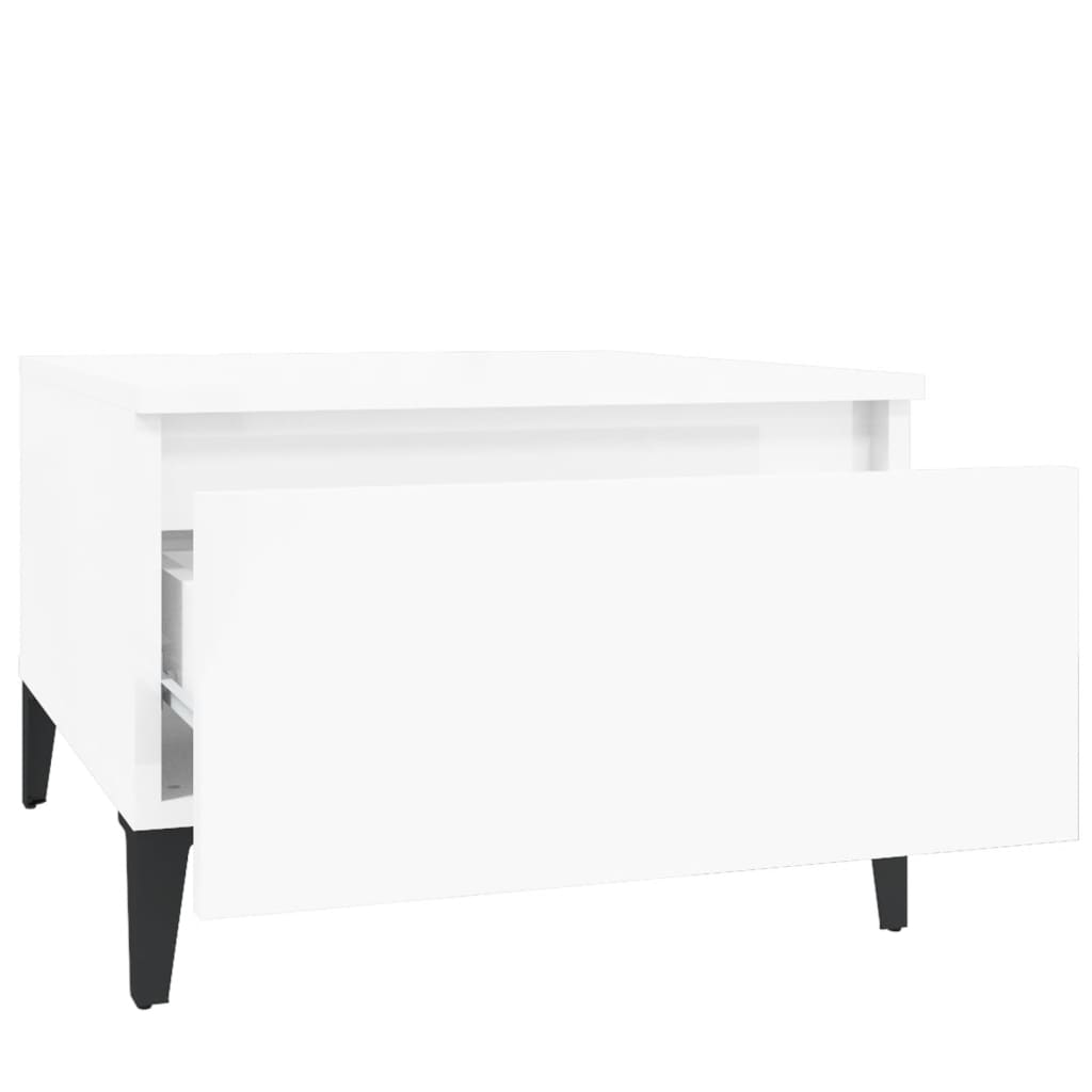 Sidebord 2 stk høyglans hvit 50x46x35 cm konstruert tre