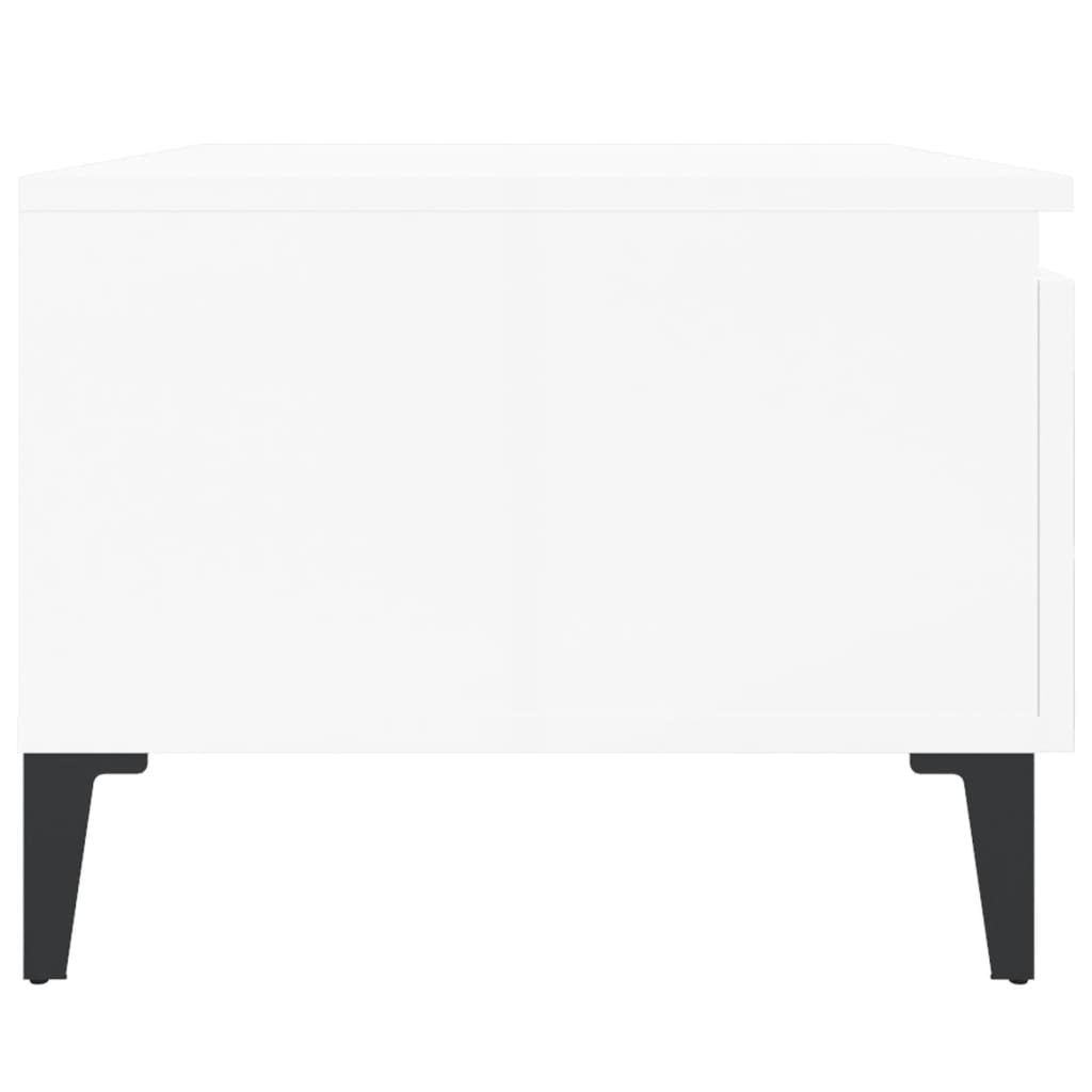Sidebord 2 stk høyglans hvit 50x46x35 cm konstruert tre