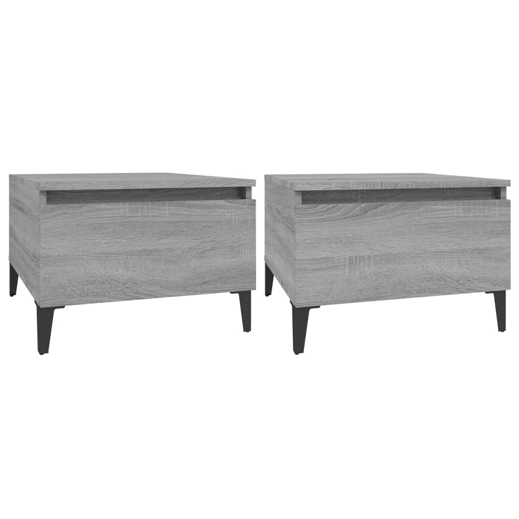 Sidebord 2 stk grå sonoma 50x46x35 cm konstruert tre