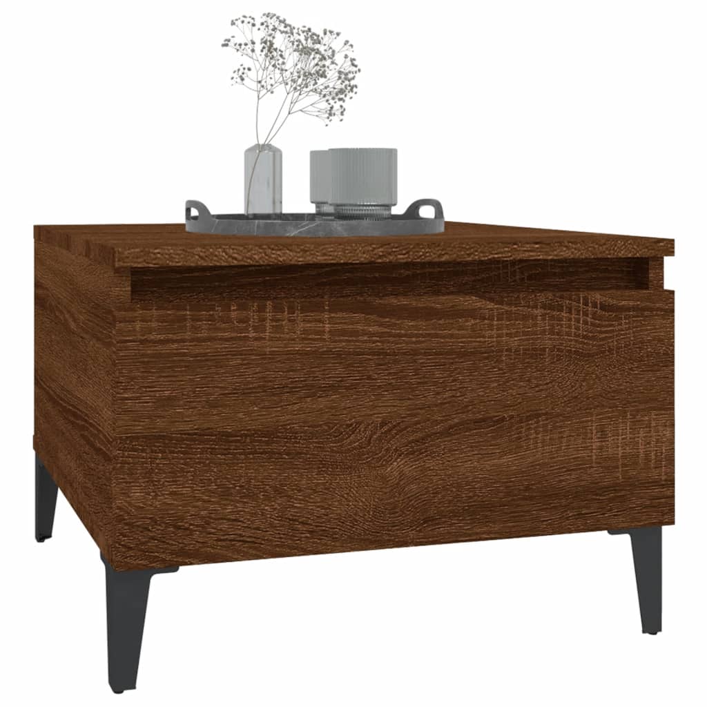 Sidebord 2 stk brun eik 50x46x35 cm konstruert tre