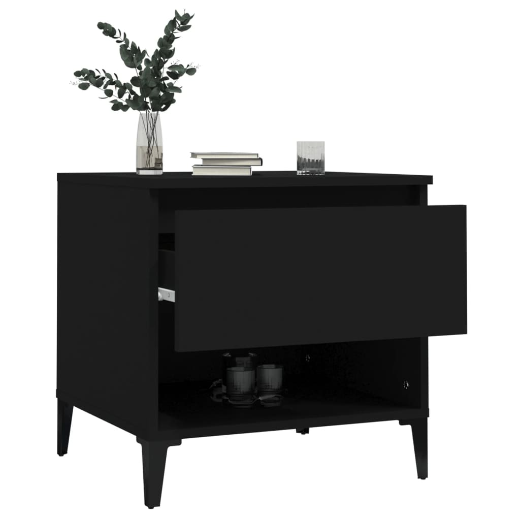 Sidebord 2 stk svart 50x46x50 cm konstruert tre