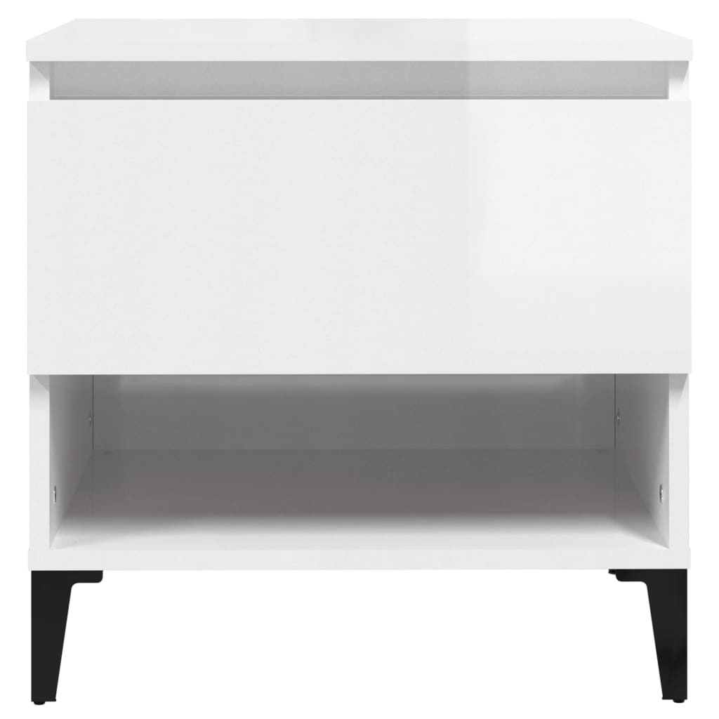 Sidebord 2 stk høyglans hvit 50x46x50 cm konstruert tre