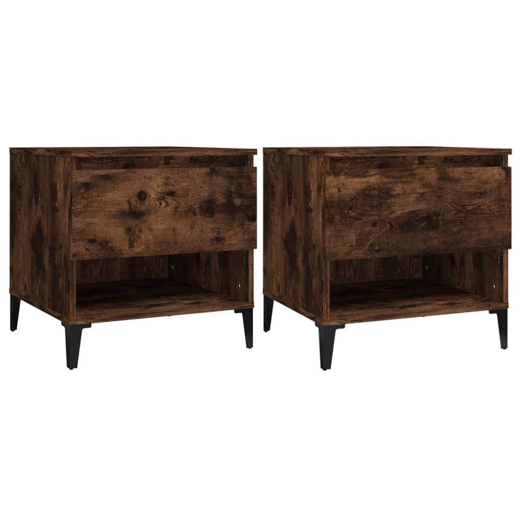 Sidebord 2 stk røkt eik 50x46x50 cm konstruert tre