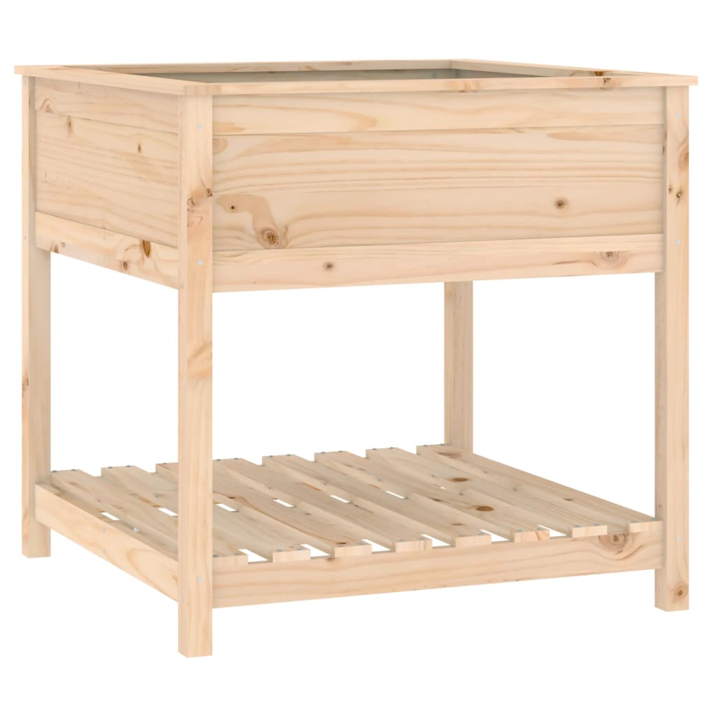 Plantekasse med hylle 82,5x82,5x81 cm heltre furu