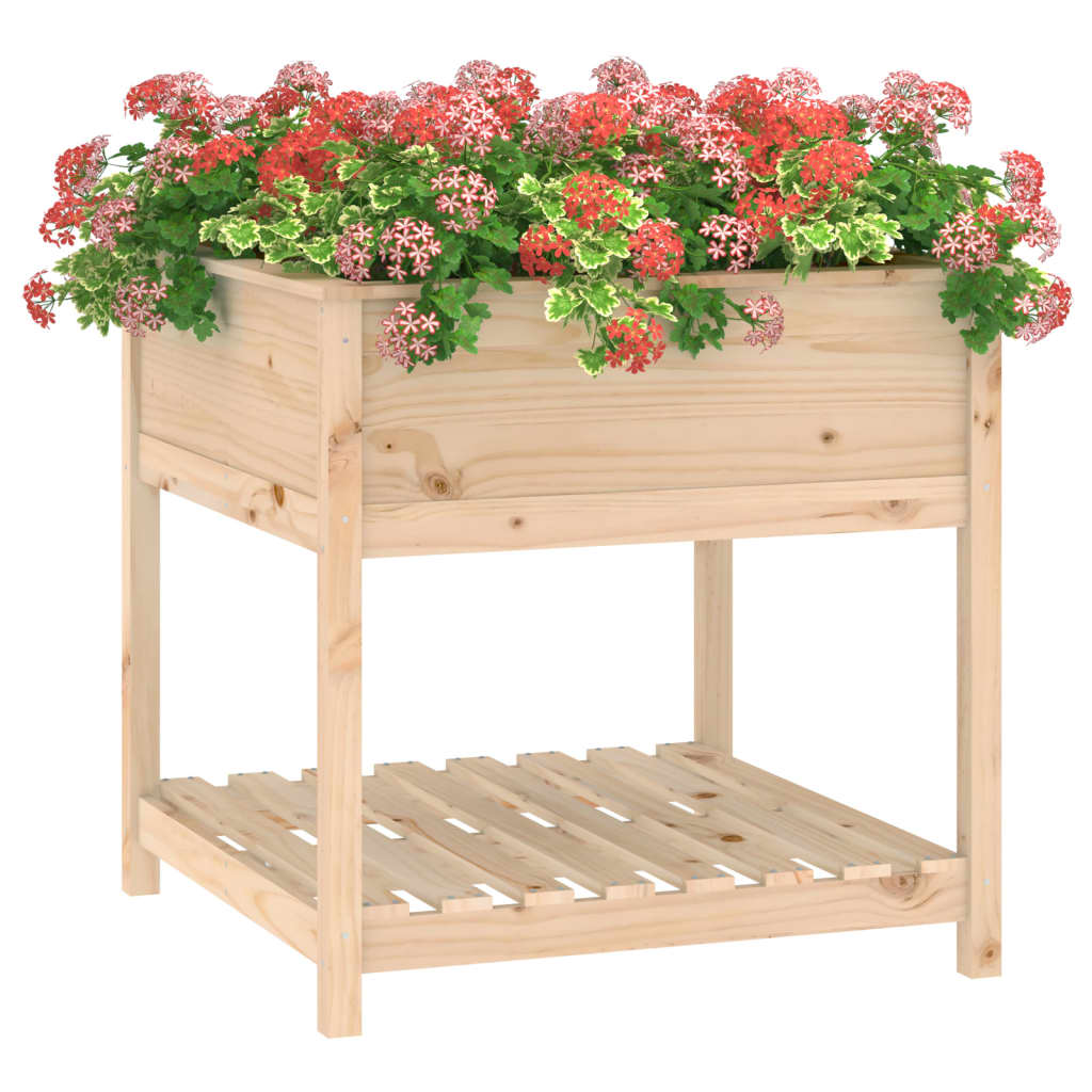 Plantekasse med hylle 82,5x82,5x81 cm heltre furu