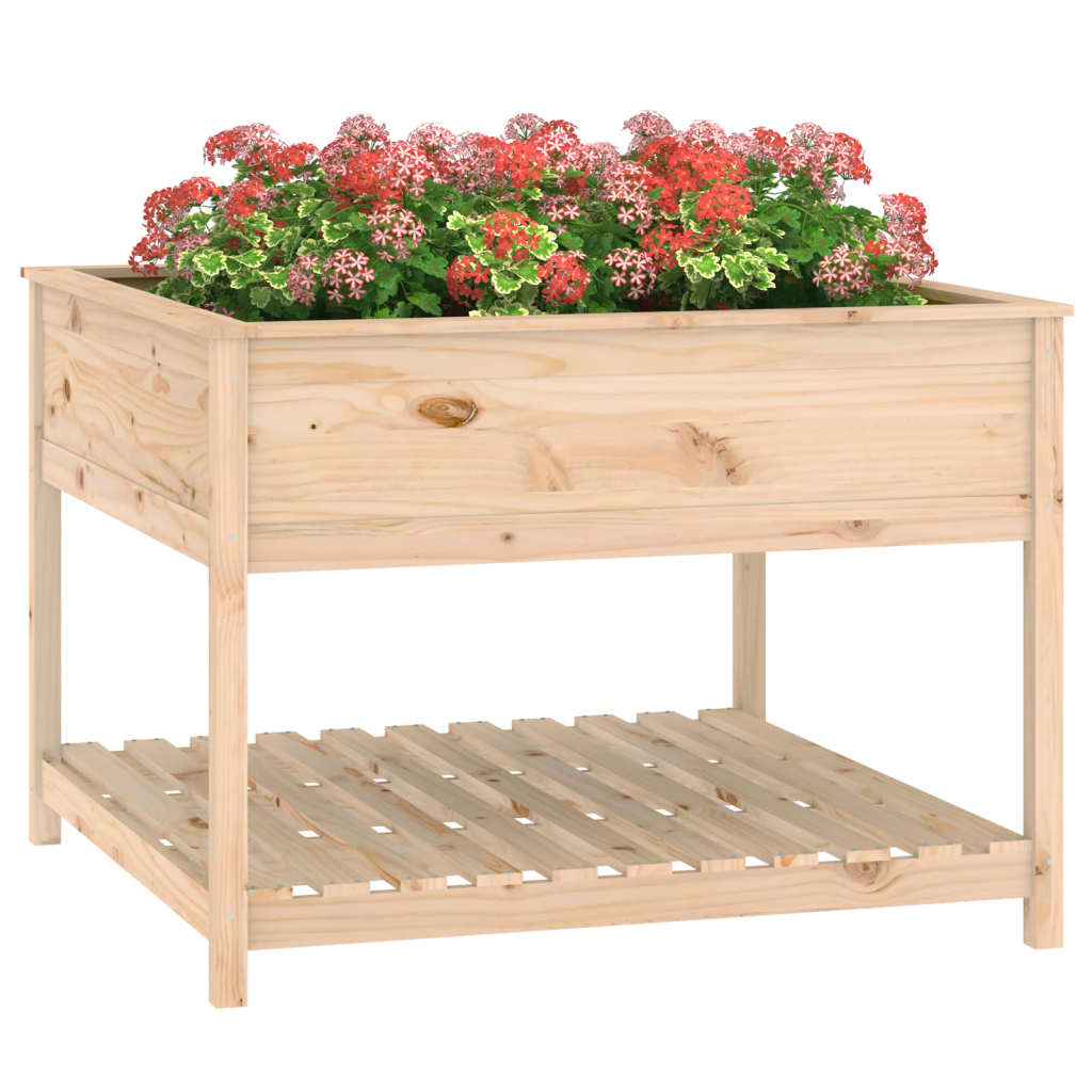 Plantekasse med hylle 111,5x111,5x81 cm heltre furu