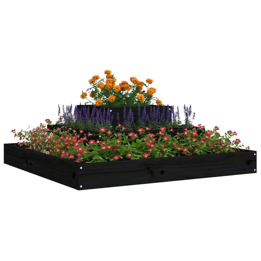 Plantekasse svart 80x80x27 cm heltre furu