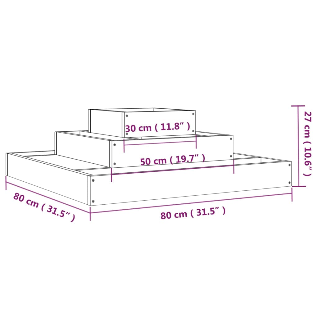 Plantekasse 80x80x27 cm heltre douglasgran
