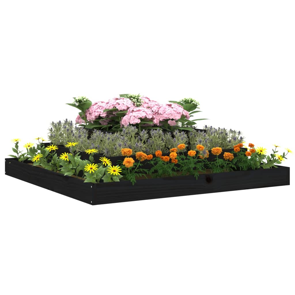 Plantekasse svart 110x110x27 cm heltre furu