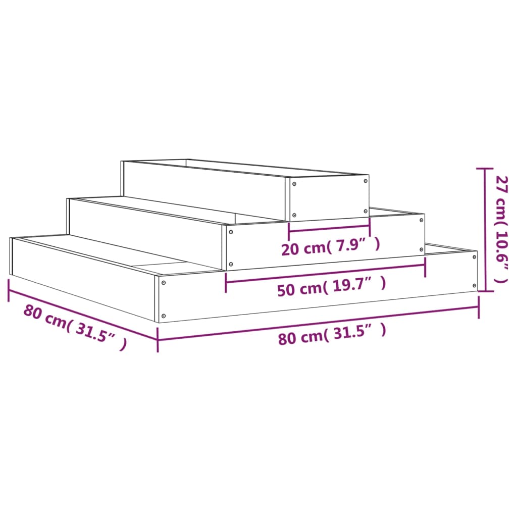 Plantekasse 80x80x27 cm heltre douglasgran