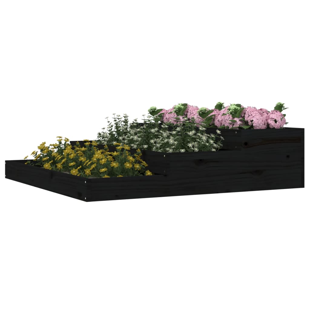 Plantekasse svart 107x107x27 cm heltre furu