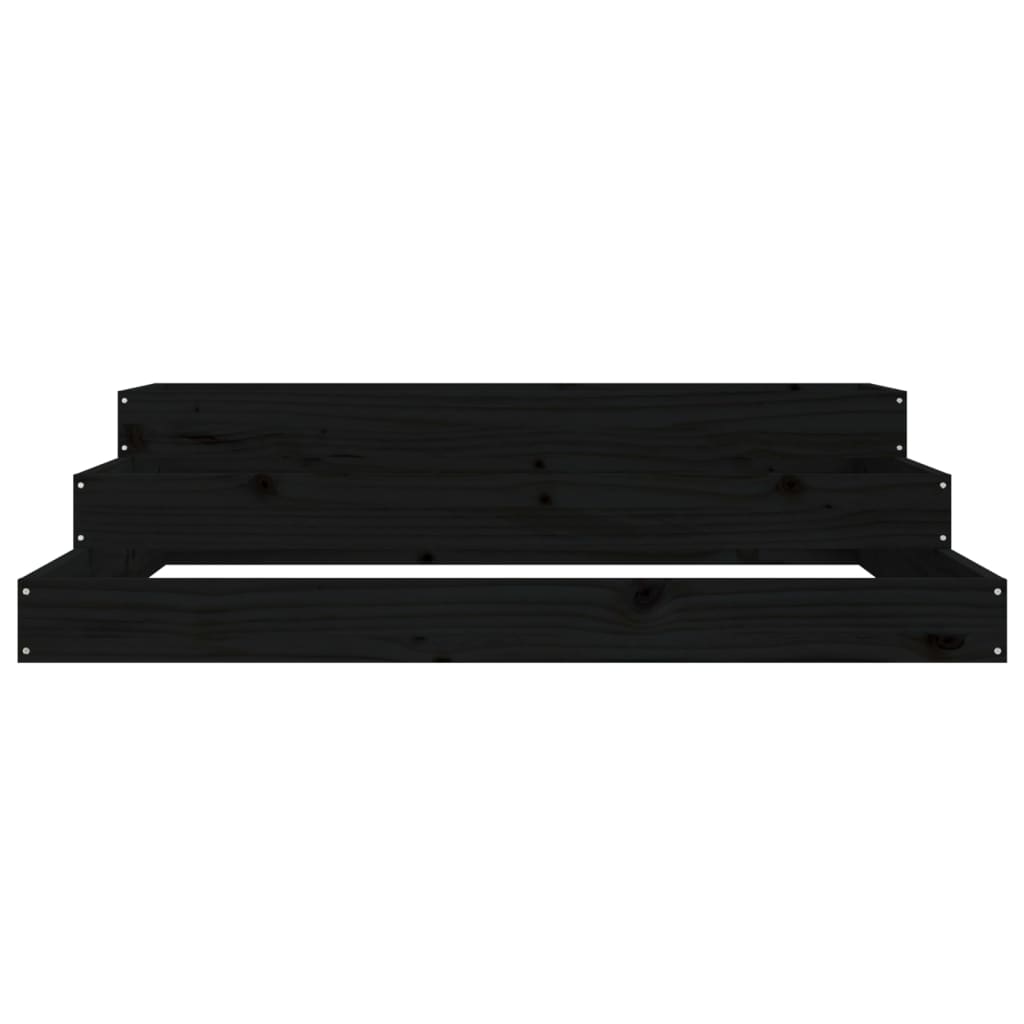 Plantekasse svart 107x107x27 cm heltre furu