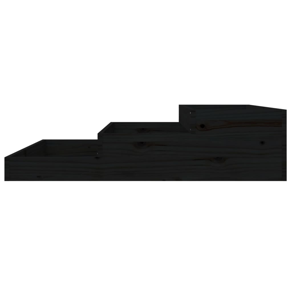 Plantekasse svart 107x107x27 cm heltre furu