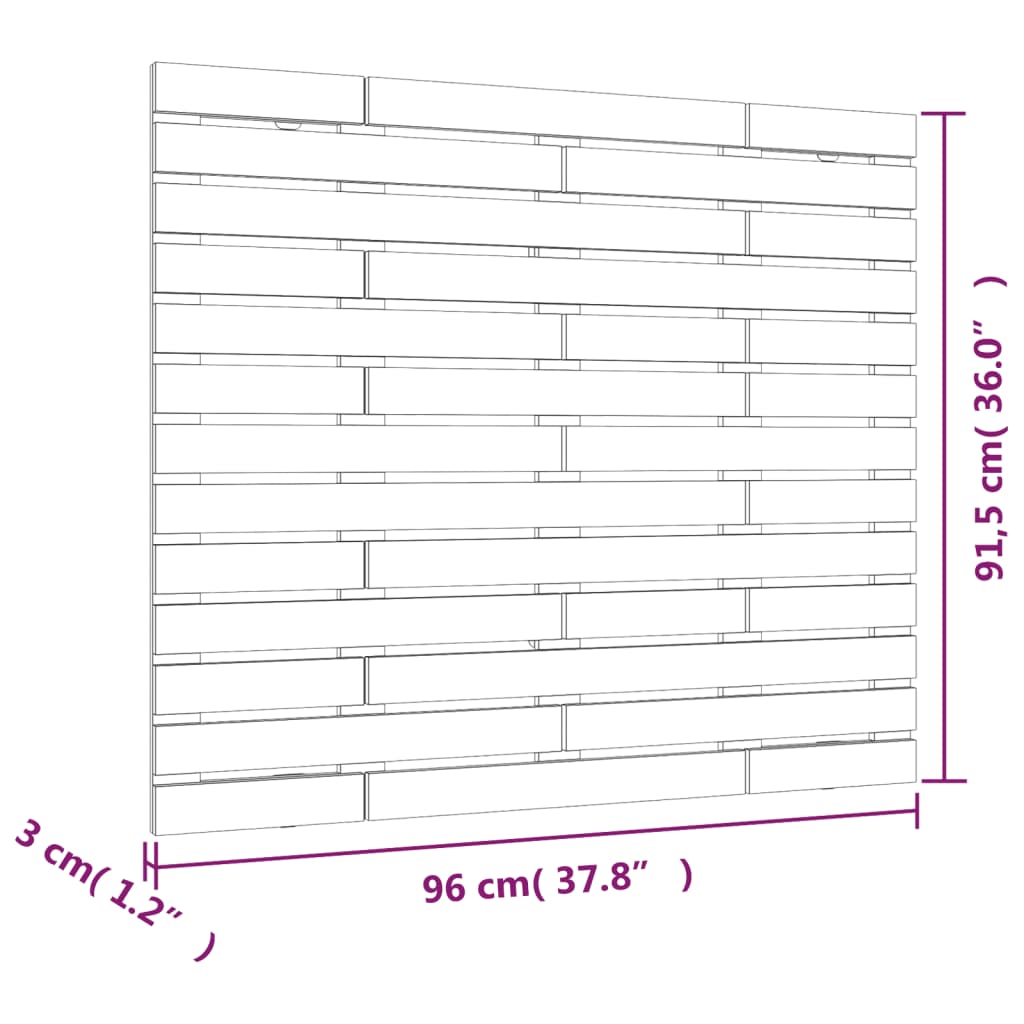 Veggmontert sengegavl svart 96x3x91,5 cm heltre furu