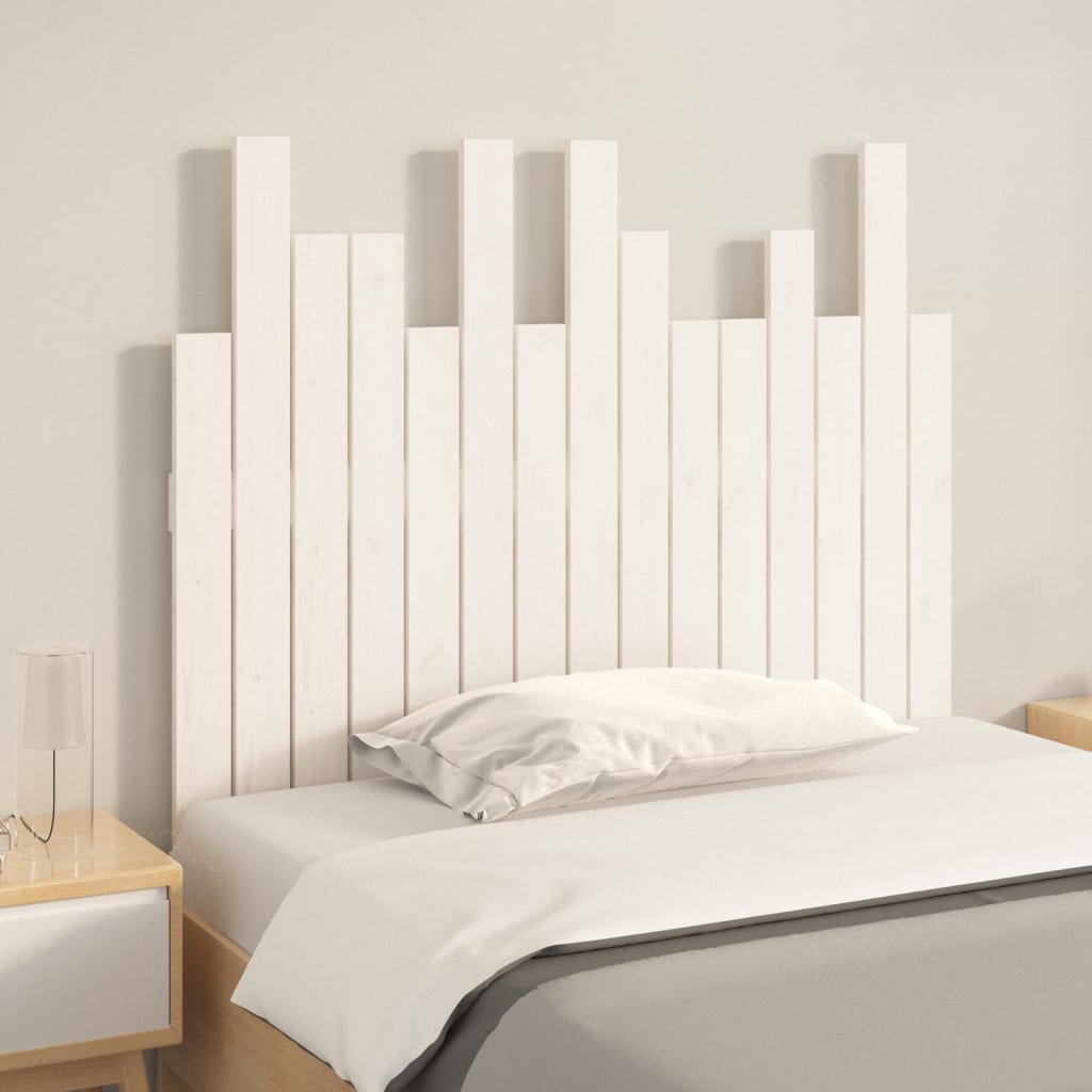 Veggmontert sengegavl hvit 95,5x3x80 cm heltre furu
