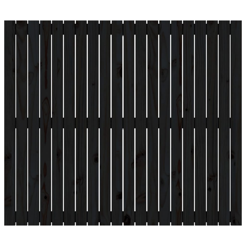Veggmontert sengegavl svart 127,5x3x110 cm heltre furu