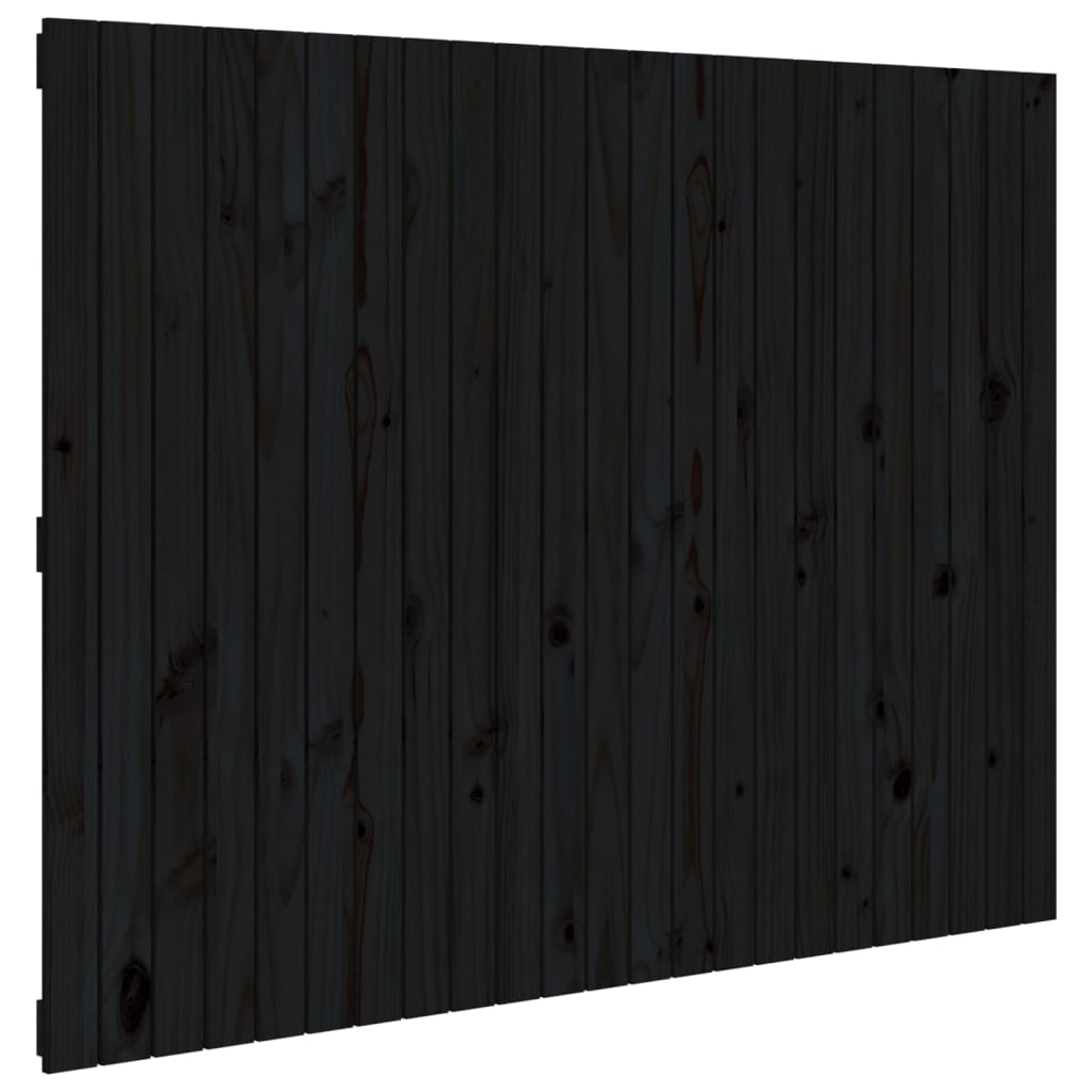 Veggmontert sengegavl svart 146,5x3x110 cm heltre furu