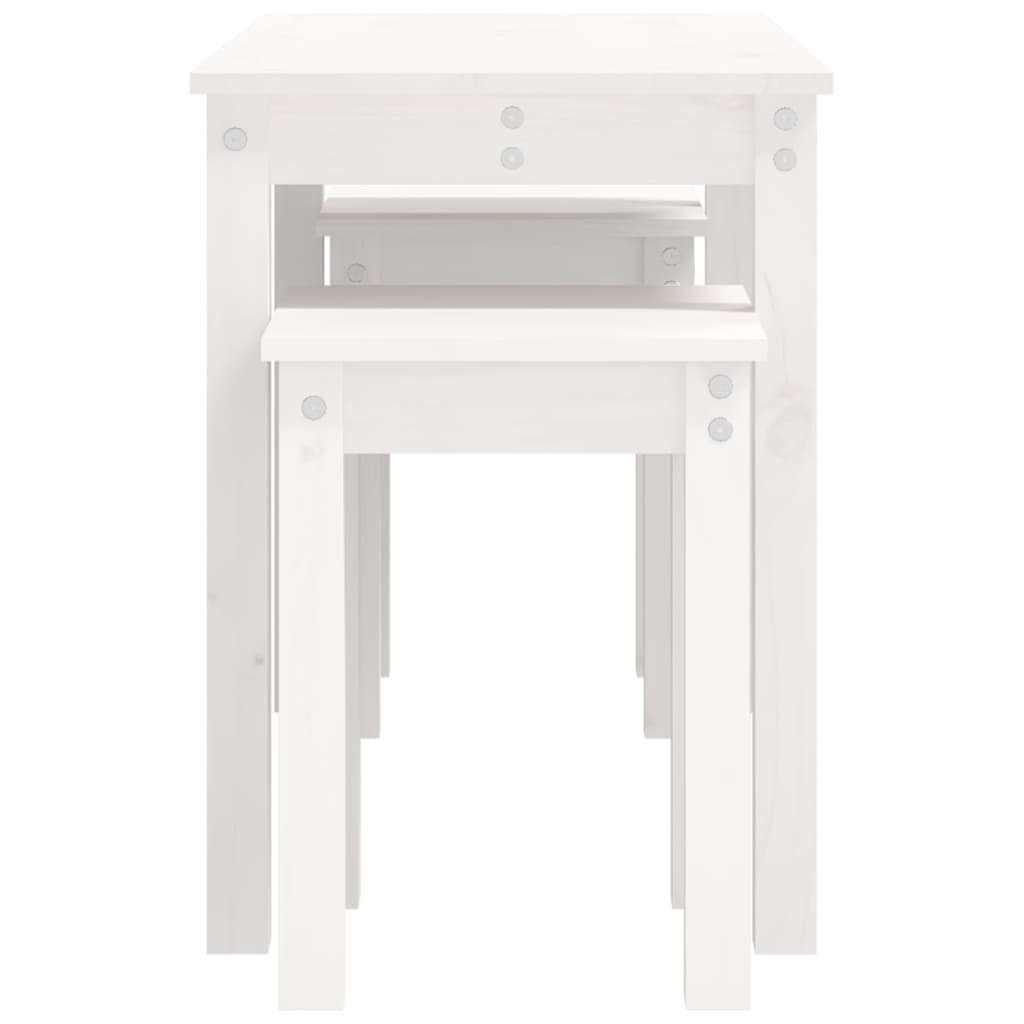Stablebord 3 stk hvit heltre furu