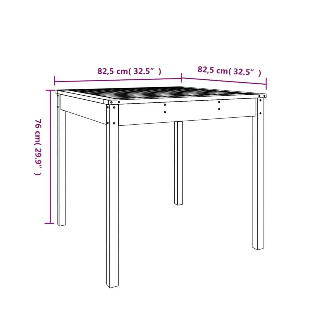 Hagebord grå 82,5x82,5x76 cm heltre furu