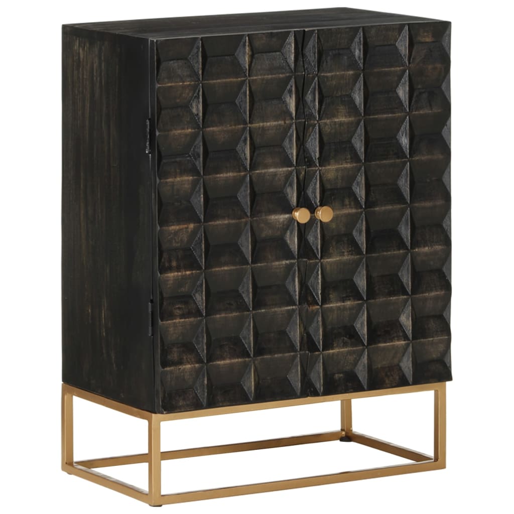 Skjenk svart 55x34x75 cm heltre mango og jern