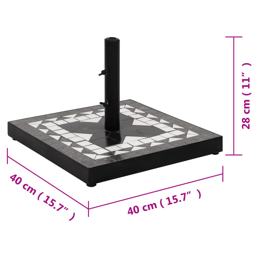 Parasollfot svart og hvit firkantet 12 kg