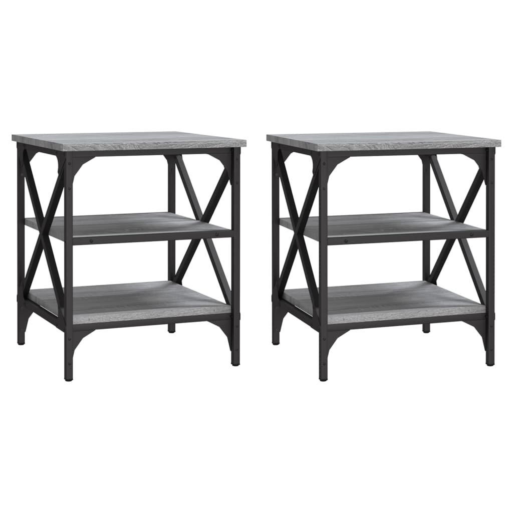 Sidebord 2 stk grå sonoma 40x42x50 cm konstruert tre