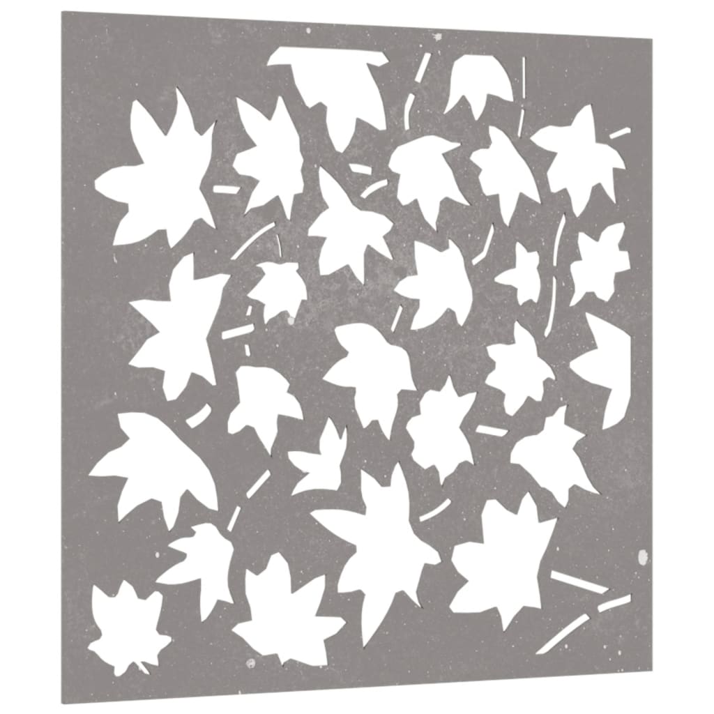 Veggdekorasjon til hage 55x55 cm cortenstål lønnebladdesign