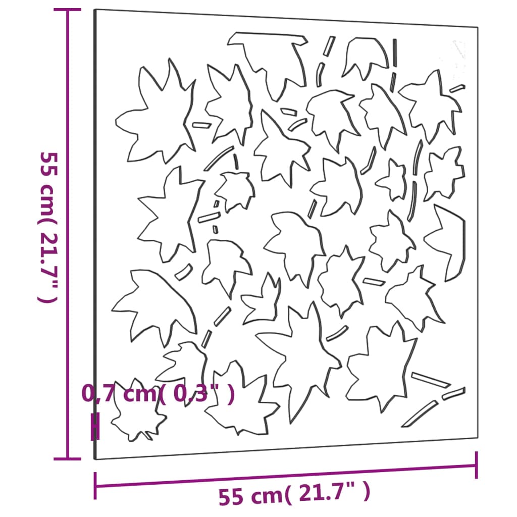 Veggdekorasjon til hage 55x55 cm cortenstål lønnebladdesign