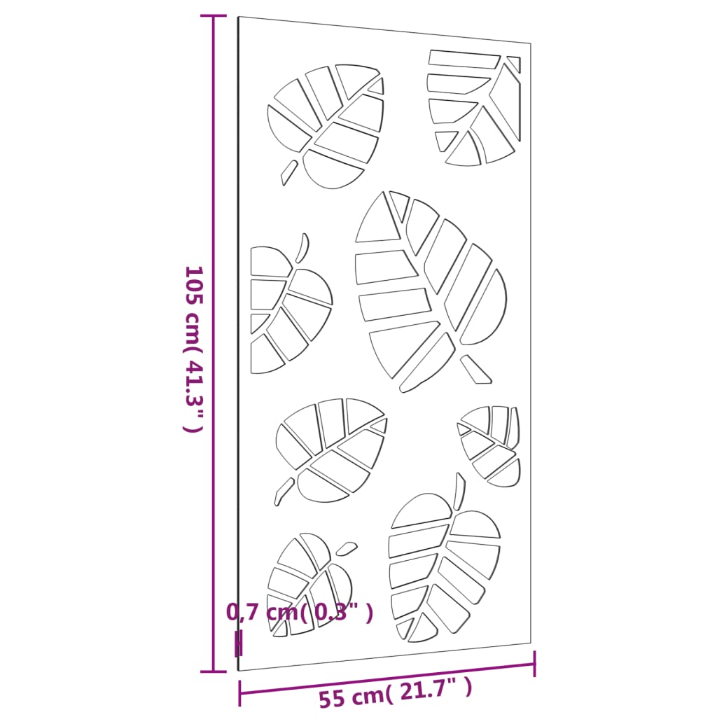 Veggdekorasjon til hage 105x55 cm cortenstål bladdesign
