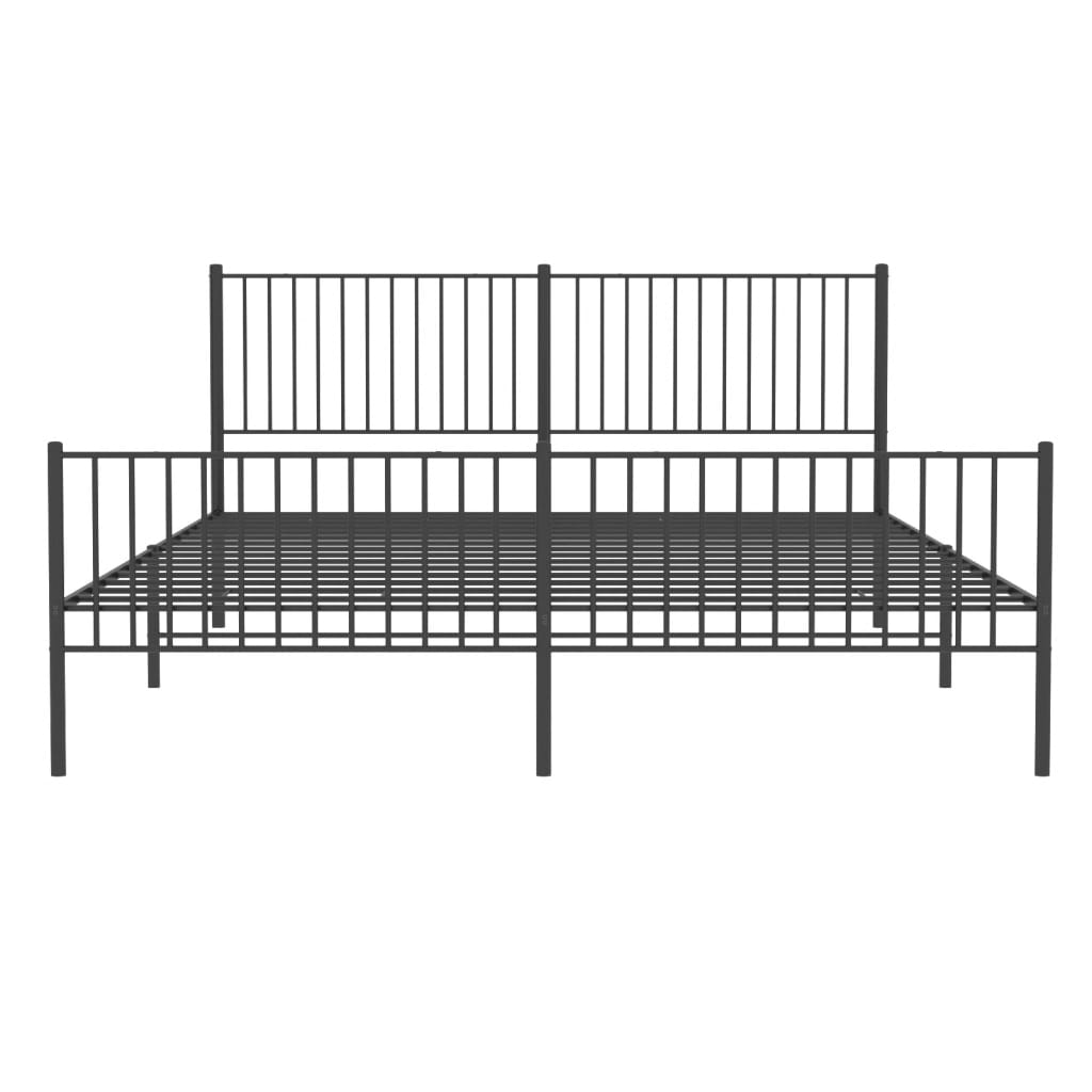 Sengeramme i metall med hode- og fotgavl svart 200x200 cm