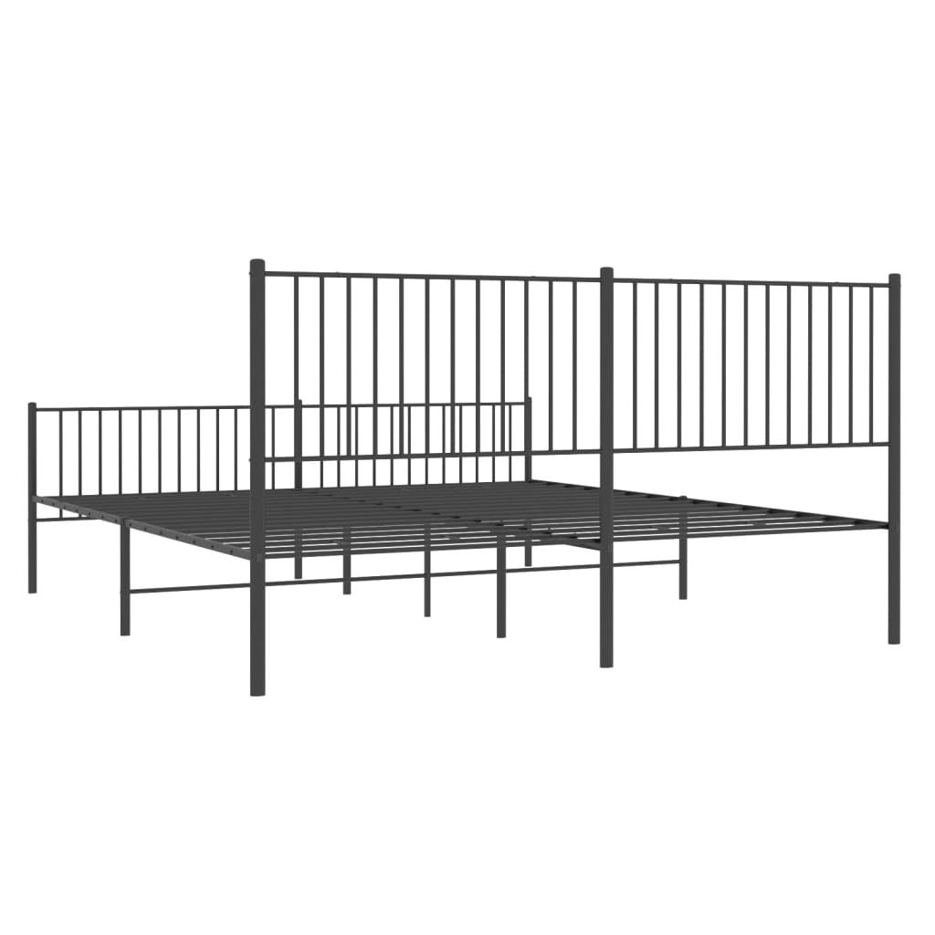 Sengeramme i metall med hode- og fotgavl svart 200x200 cm