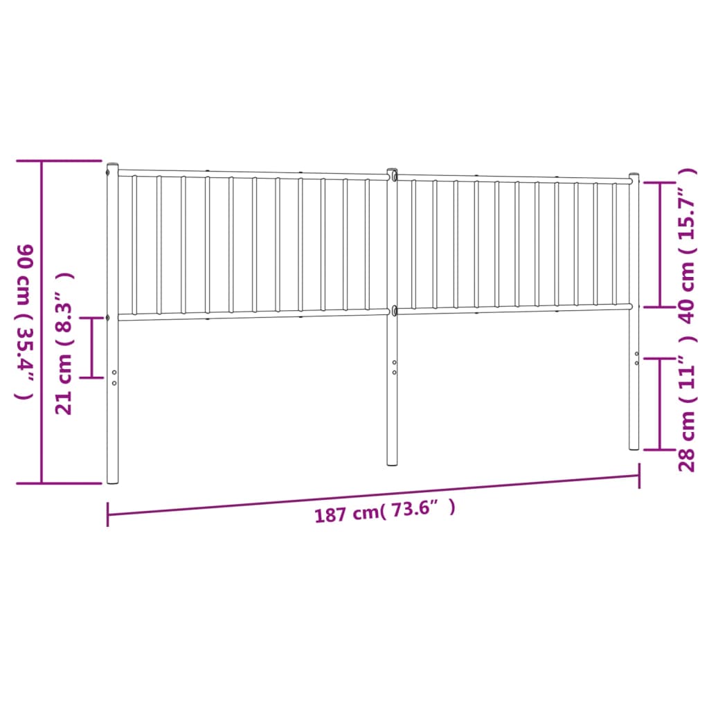 Utskiftbar sengegavl i metall svart 180 cm