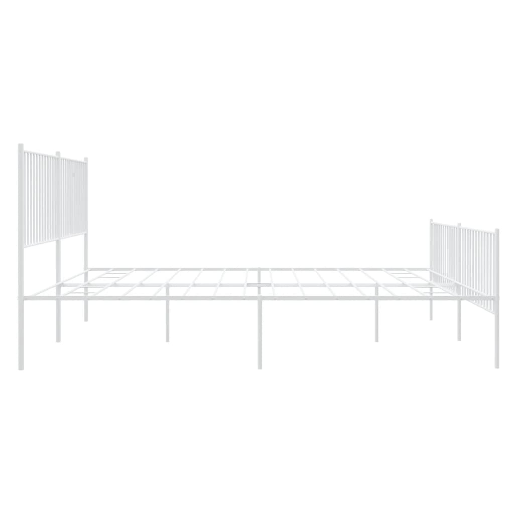Sengeramme i metall med hode- og fotgavl hvit 193x203 cm